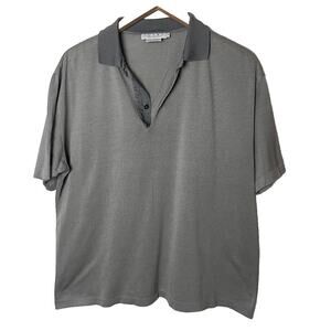 Sulka Cotton Polo Shirt Sz Large Gray Made In Italy Designer Classic